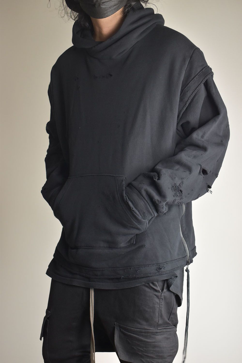 Untwisted Sweat Oversized Pullover Hoodie "Black" / 無撚糸裏毛オーバーサイズプルオーバーフーディー"ブラック"