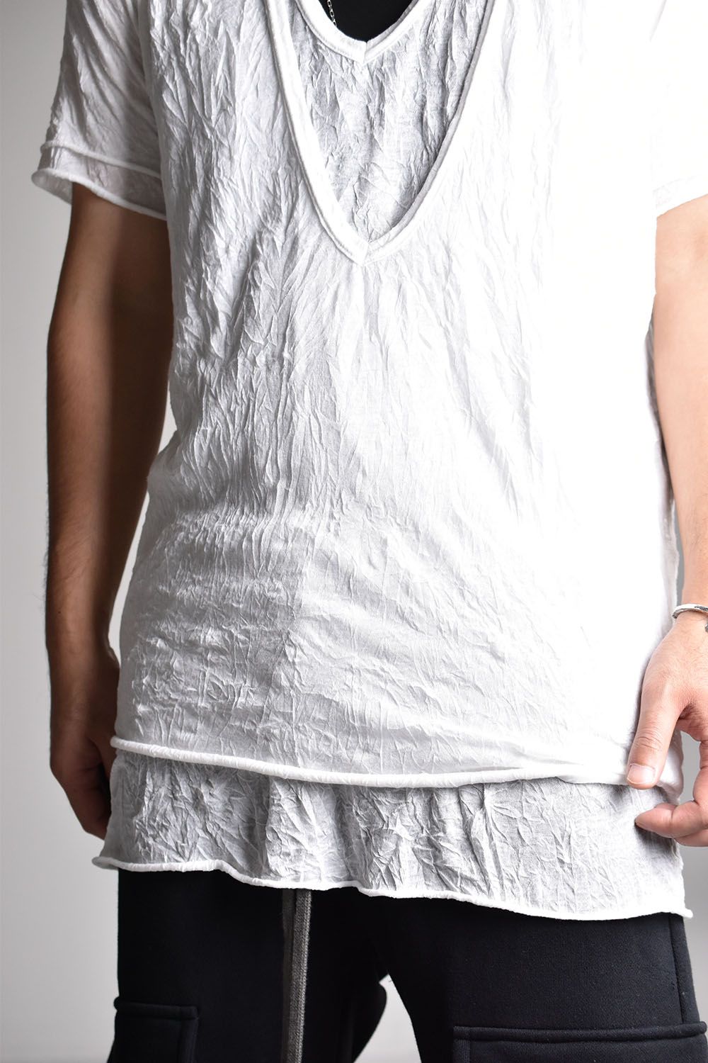 《2026SS先行予約》Gauze Washer Layerd V-Neck Tee"BK×WH/IV×GYBG×GY/BK×BK/WH×WH"/ガーゼワッシャーレイヤードVネックTee"