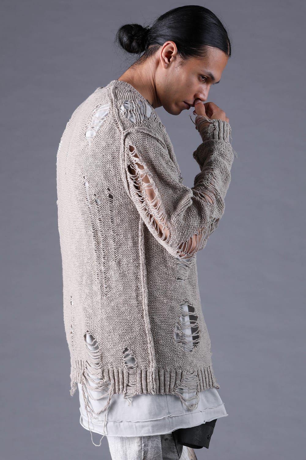 《2027SS先行予約分》3G Damage Knit Pullover "Grey" / 3Gダメージニットプルオーバー"グレー"