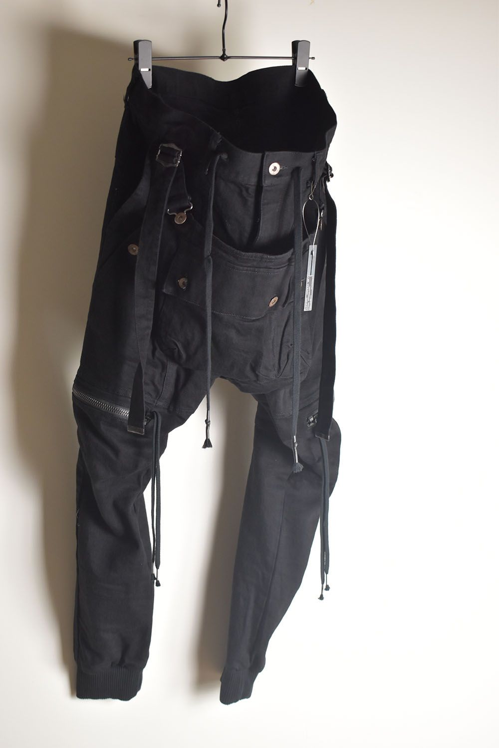 Stretch Denim Salopette Pocket Cargo Jogger Pants "Black" / ストレッチデニムサロペットポケットカーゴジョグパンツ"ブラック"