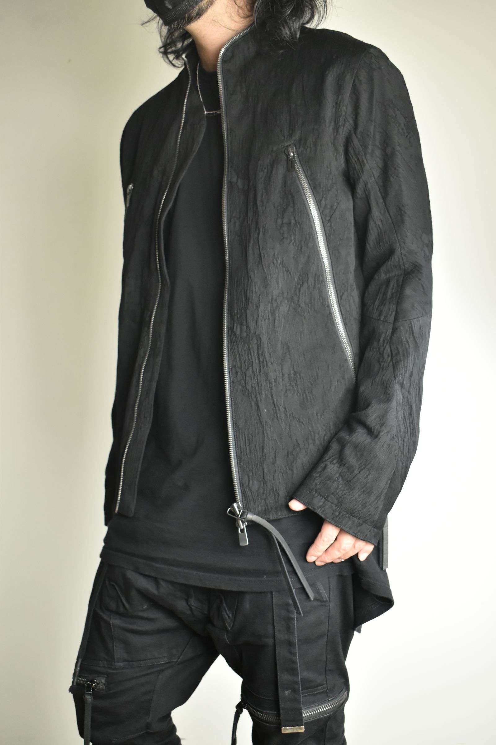 Damage Jacquard Single Rider Jacket"Black" / ダメージジャガードシングルライダースジャケット"ブラック"