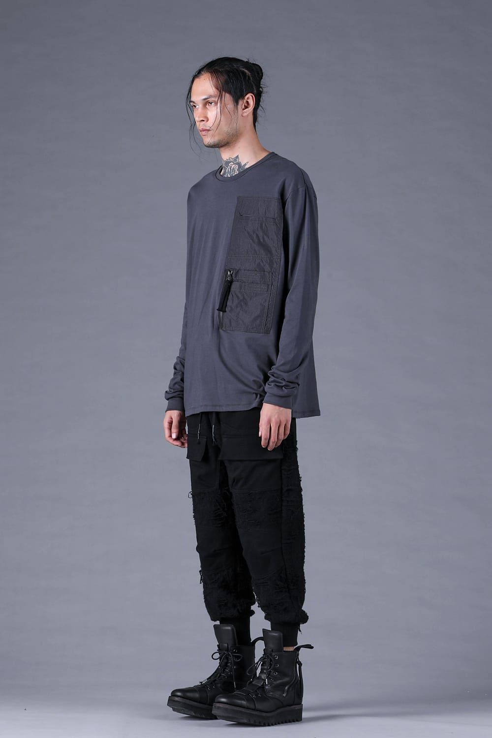 Damage Pile Combination Wide Jogger Pants"Black" / ダメージパイルコンビネーションワイドジョガーパンツ"ブラック"