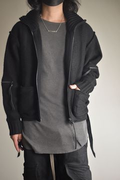 Damage Stripe Knit Cropped Jacket "Black" / ダメージストライプニットクロップドジャケット"ブラック"