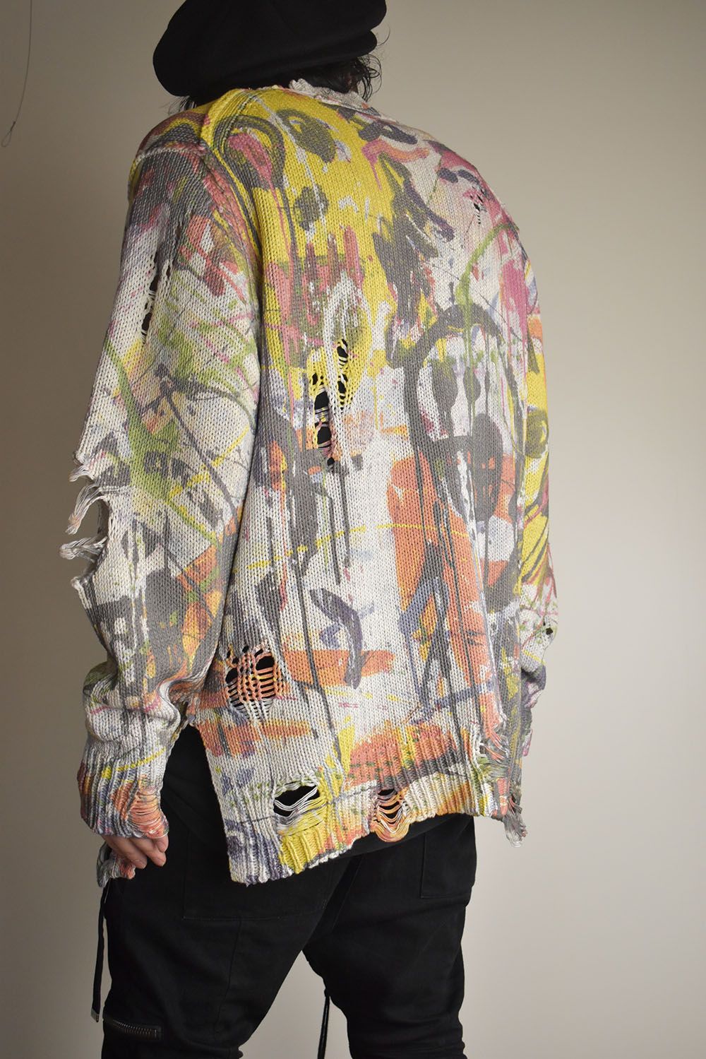 Inkjet Print Cotton 3GG Damaged Knit PulloVer"Color Print" / インクジェットプリント コットン 3GG ダメージニットプルオーバー "カラープリント"