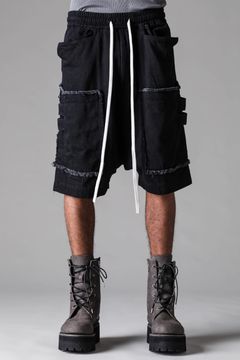 《2027SS先行予約》Loose Denim Cargo Shorts"Black" / ルーズデニムカーゴショーツ"ブラック"