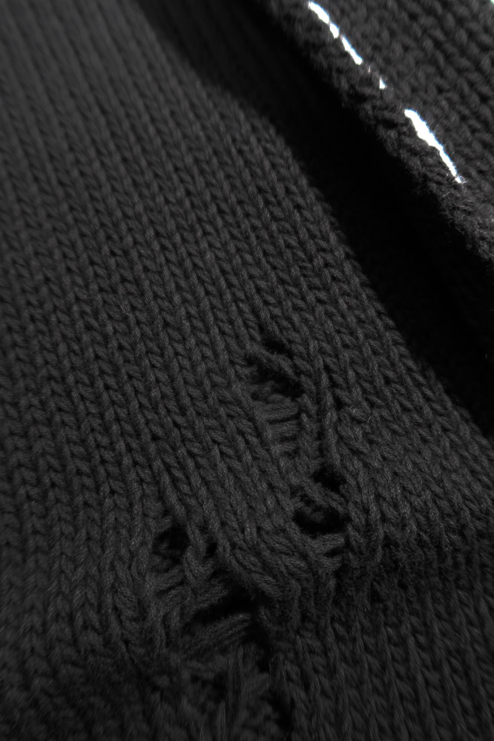 Cotton 3GG Damaged Knit Pullover"Black" / コットン 3GG ダメージニットプルオーバー"ブラック"