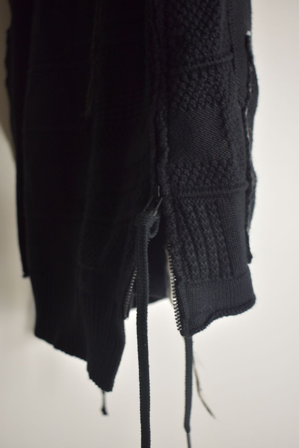 Cotton Cashmere Crust Patch Knit Pullover "Black" / コットンカシミヤクラストパッチニットプルオーバー"ブラック"