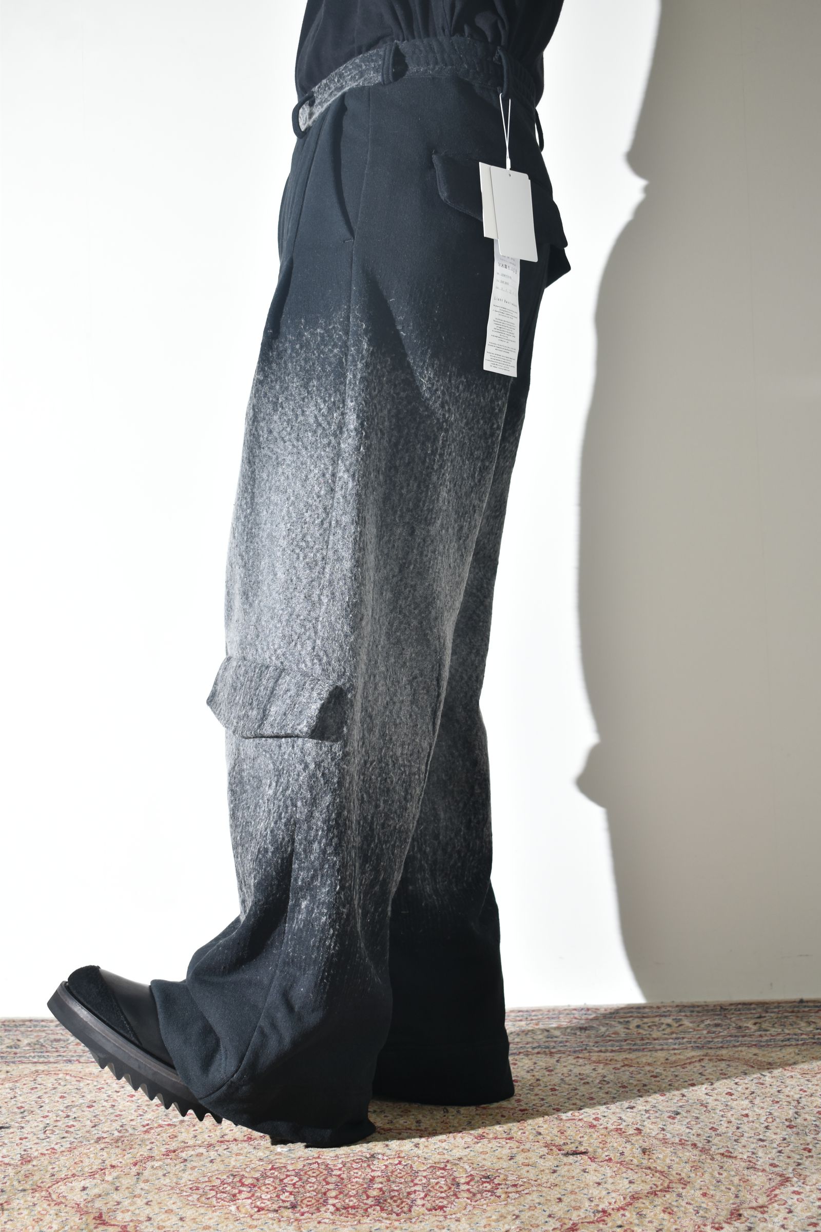 Gradient Needle Punch Sinflap Baggy Pants "Black Based" / グラデーションニードルパンチシンフラップバギーパンツ"ブラックベース"