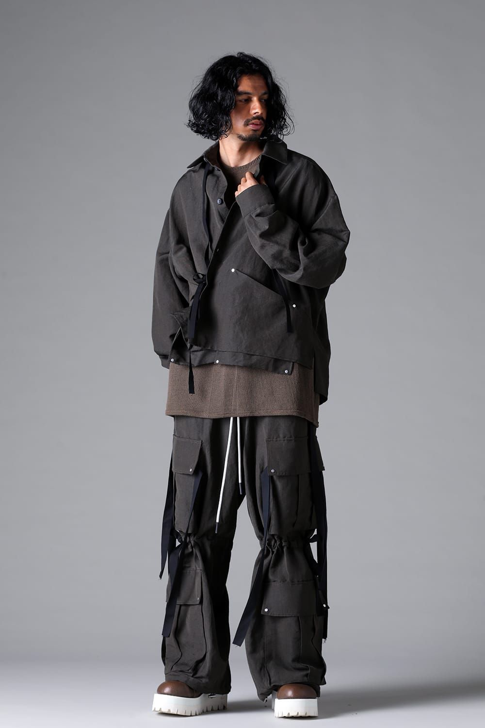 《2026SS先行予約》Cargo Wide With Hangingstraps Pants"Black / Stone /Khaki /D.Grey / ST×GY" / カーゴワイドウィズハンギングストラップパンツ"ブラック/ストーン/カーキ/ダークグレー/ストライプ×ダークグレー"