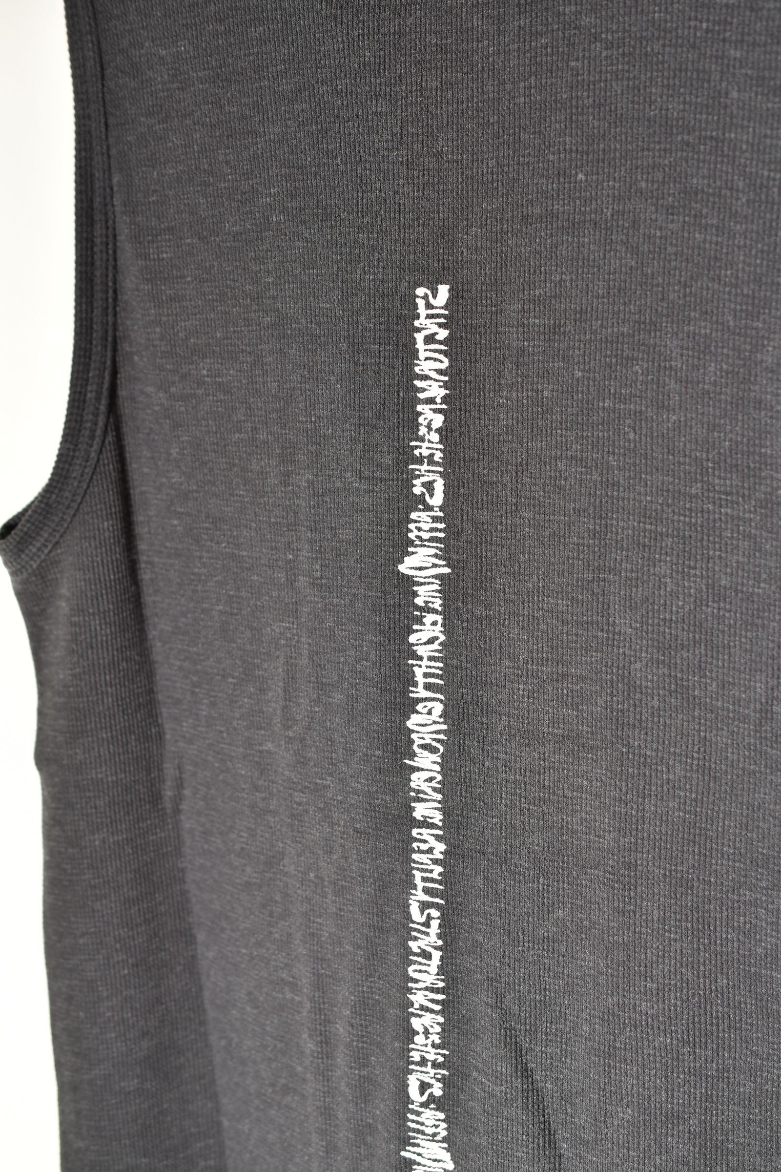 Back Printed Waffle Jersey Long Tank Top"D.Grey" バックプリントワッフルジャージーロングタンクトップ"ダークグレー"