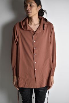 Strings Hooded Shirt"Red Brown"/ストリングフーデットシャツ"レッドブラウン"