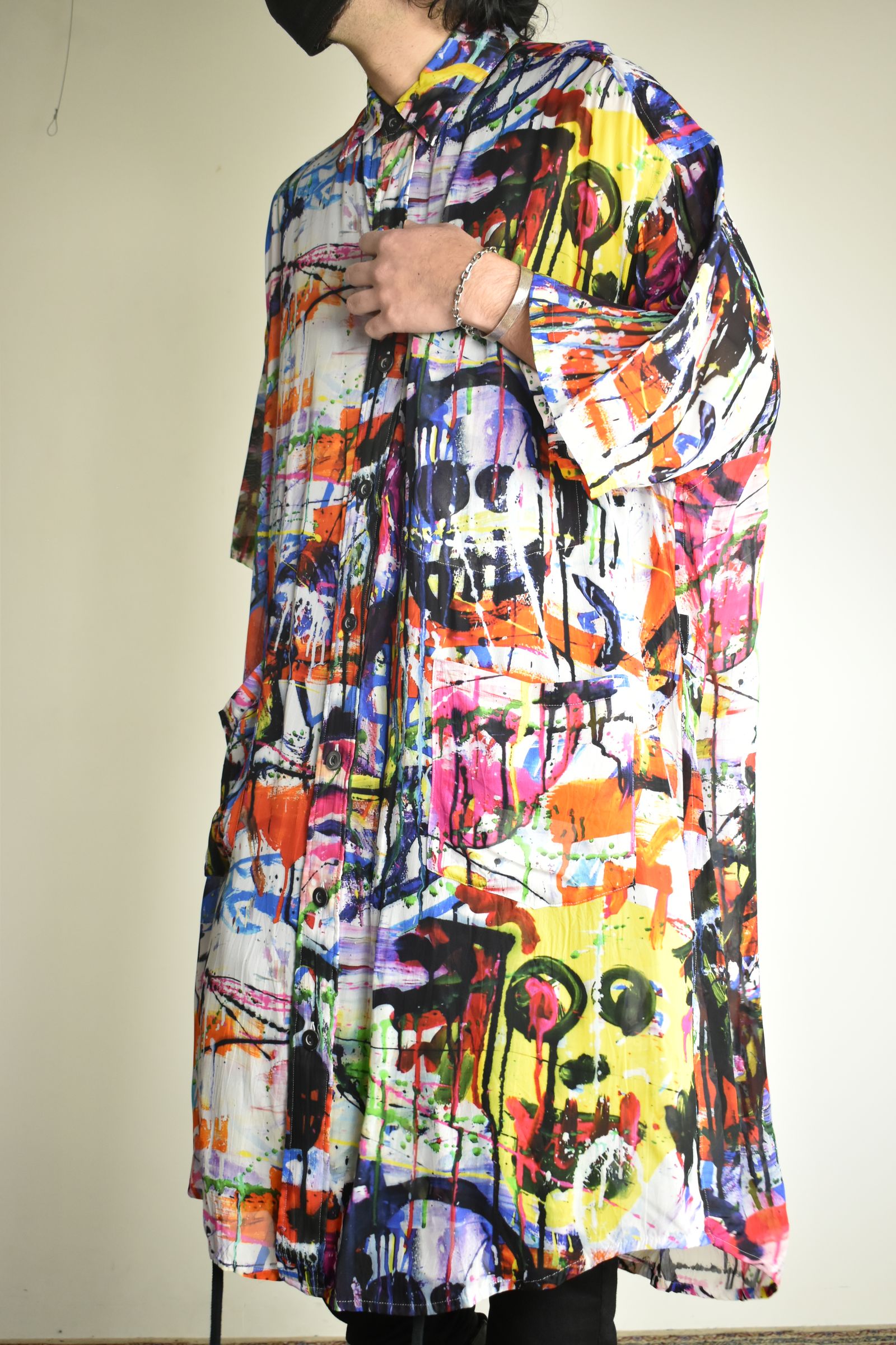 Rayon Chiffon Inkjet Print Short-Sleeved Big Shirt&Dress"Color Print" / レーヨンシフォンインクジェットプリント半袖ビッグシャツ / ワンピース"カラープリント"