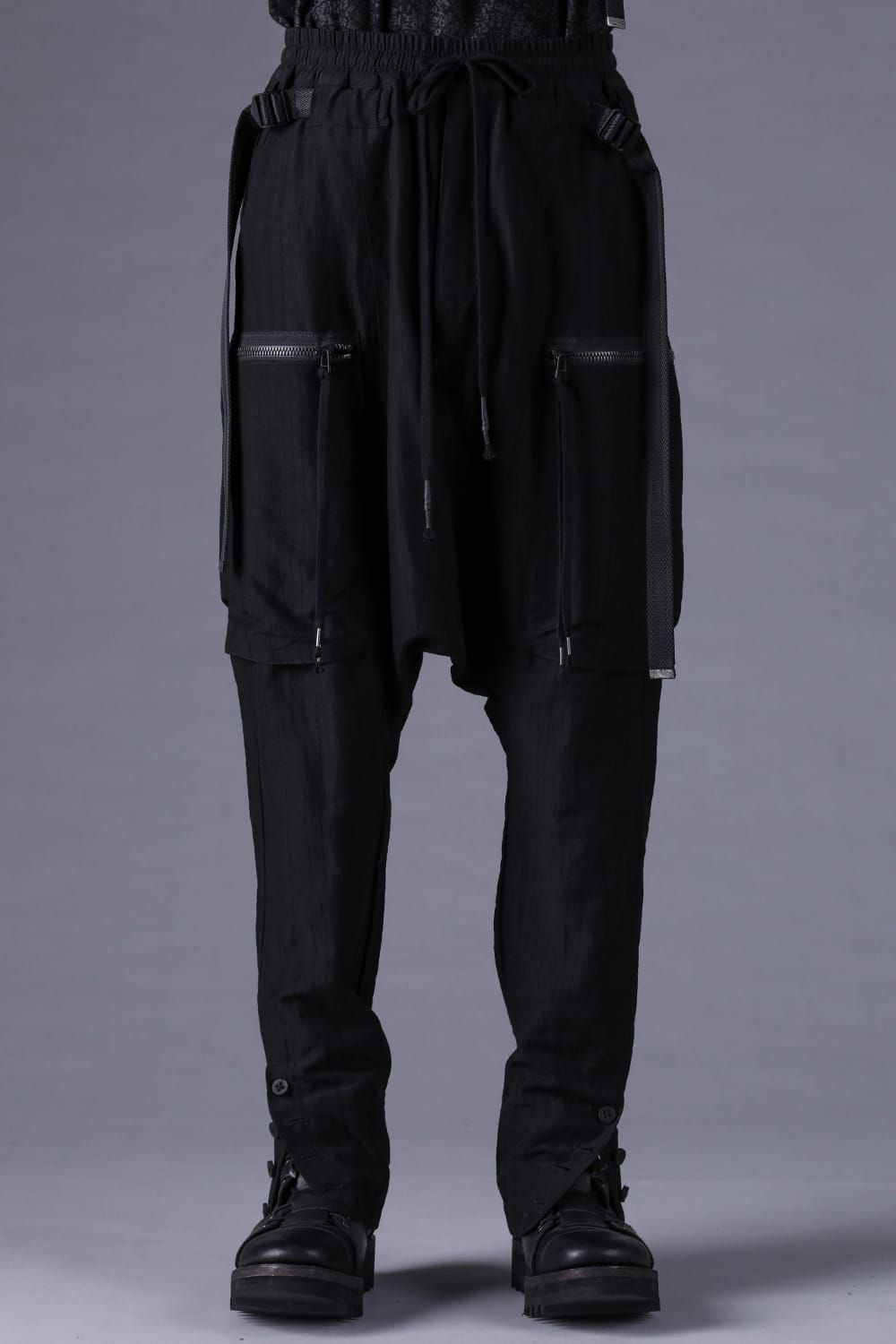 《2027SS先行予約分》Scar Stripe Jacquard Slim Sarrouel Cargo Pants"Black" / スカーストライプジャガードスリムサルエルカーゴパンツ"ブラック"