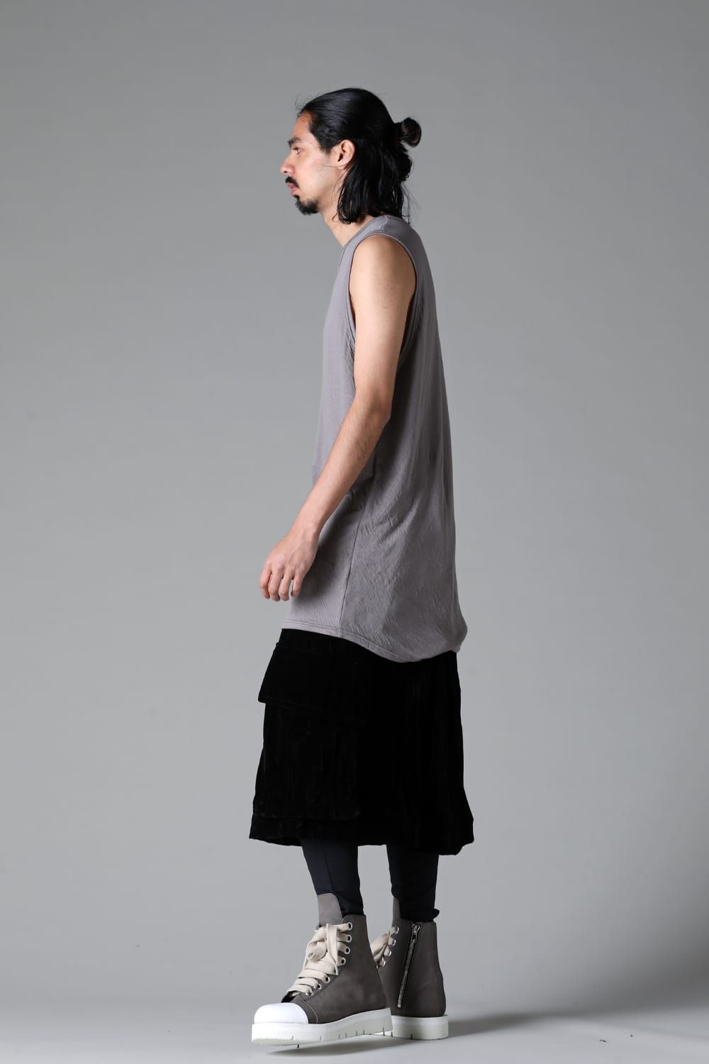 《2025AW先行予約》Double Gauze Long Tank Top"Black / Ivory /Khaki /Grey /D.Grey" /ダブルガーゼロングタンクトップ"ブラック/アイボリー/カーキ/グレー/ダークグレー"