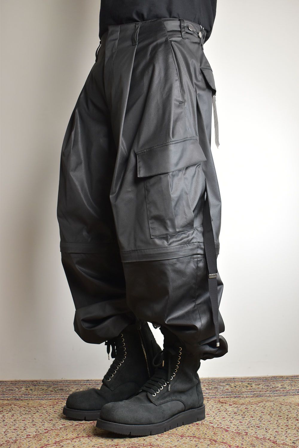 Fake Fake Leather Detachable Cargo Pants"Black"/フェイクフェイクレザーデタッチャブルカーゴパンツ"ブラック"