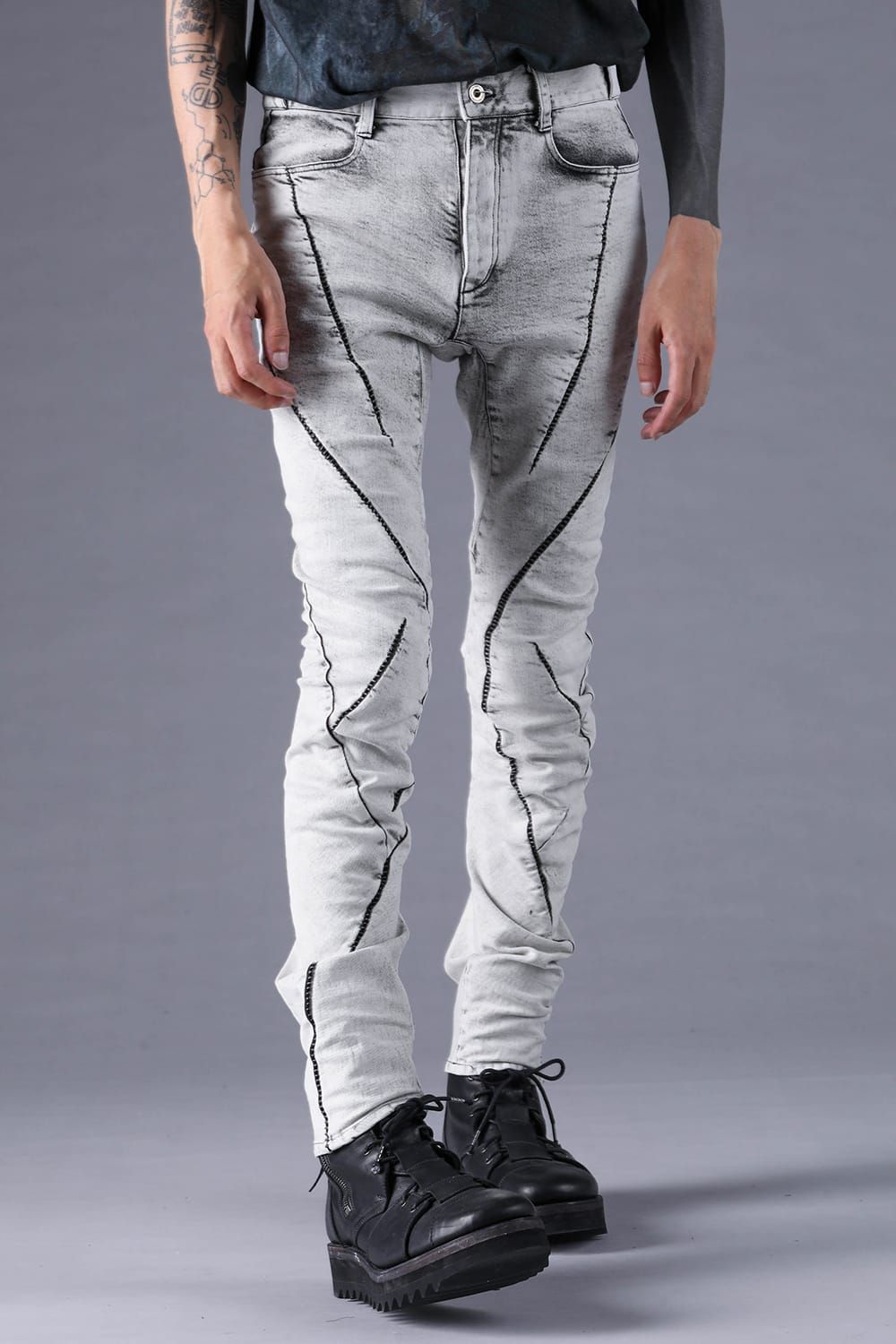《2027SS先行予約分》Stretch Denim Overlock Twist Curve Pants"White" / ストレッチデニムオーバーロックツイストカーブパンツ"ホワイト"