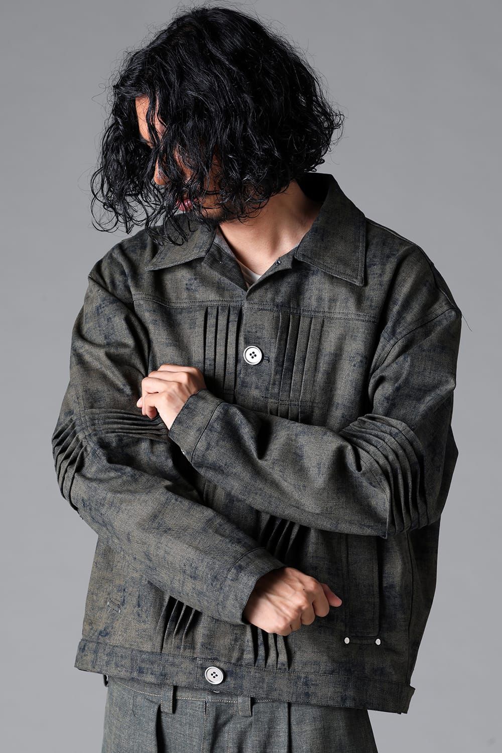 《2026SS先行予約》Blended Shades Denim Pin Tuck Blouson "D.verdigris/L.verdigris/Steel Blue"/ブレンデッドシェイドデニムピンタックブルゾン" / ダークベルディグリ/ライトベルディグリ/スティールブルー"