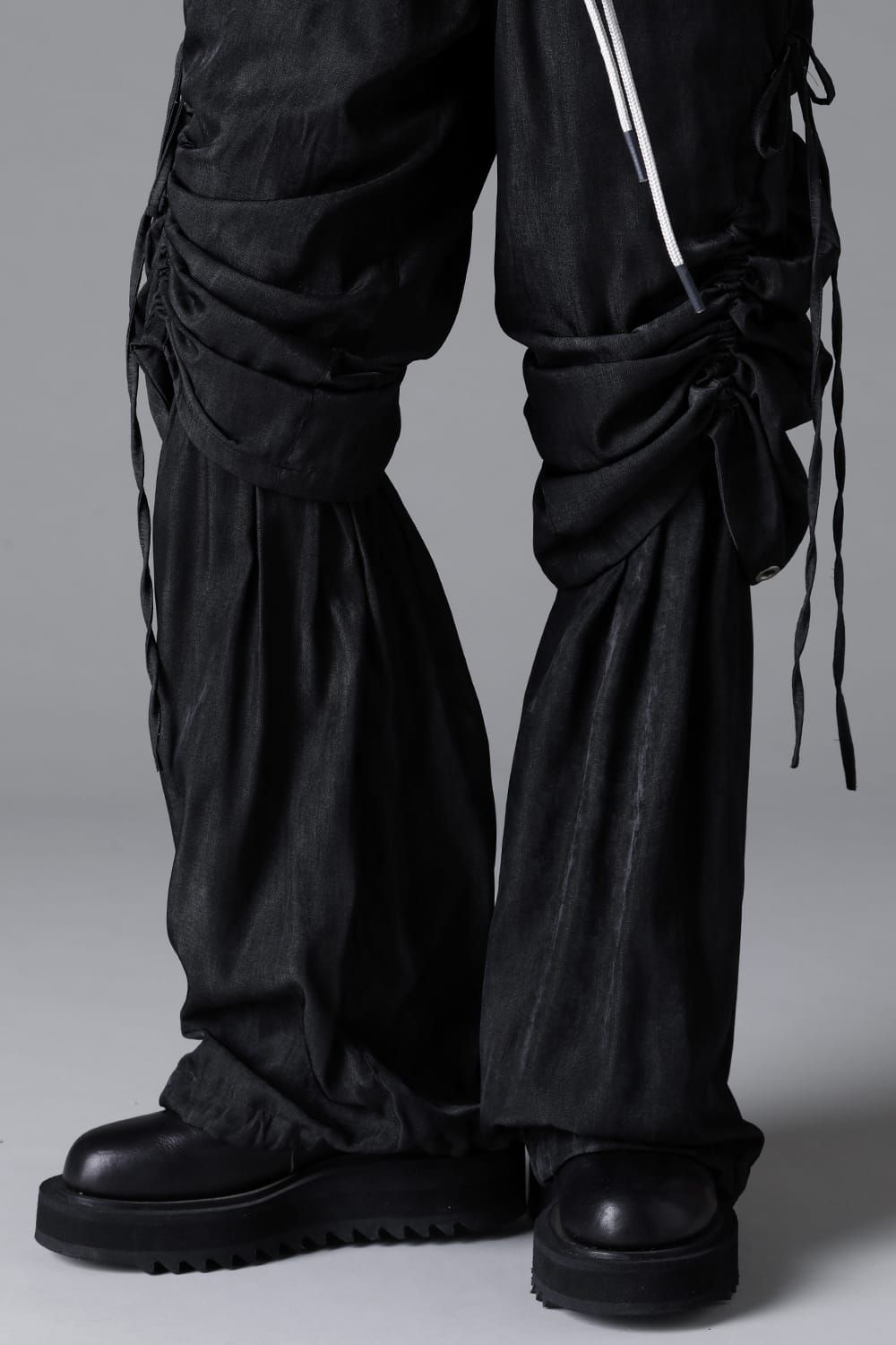 《2026SS先行予約》Layerd Gather Wide Pants"Black / Uneven D.Grey / Uneven Grey" / レイヤードギャザーワイドパンツ"ブラック/アンイーブンダークグレー/アンイーブングレー"