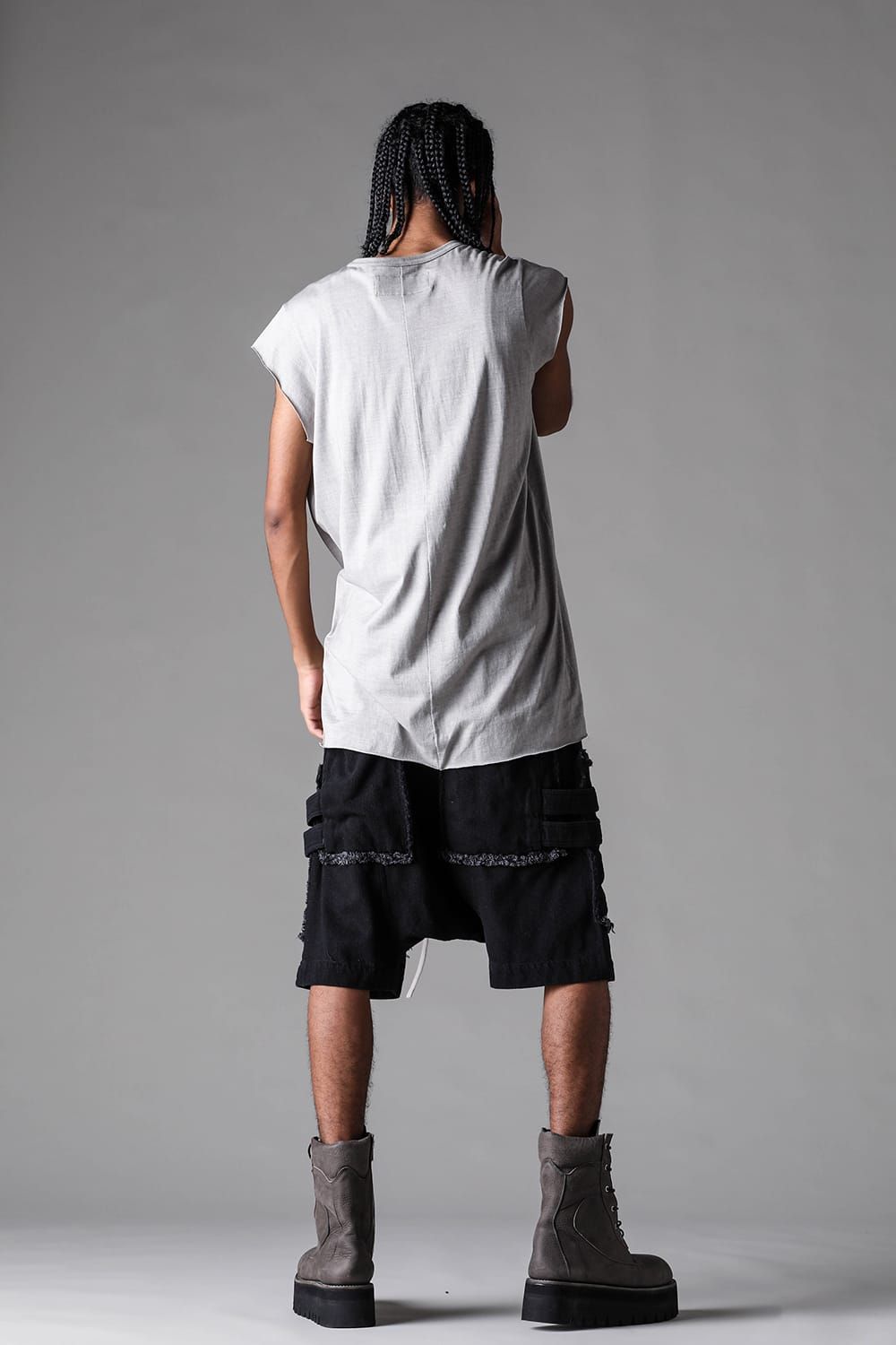 《2027SS先行予約》Loose Denim Cargo Shorts"Black" / ルーズデニムカーゴショーツ"ブラック"