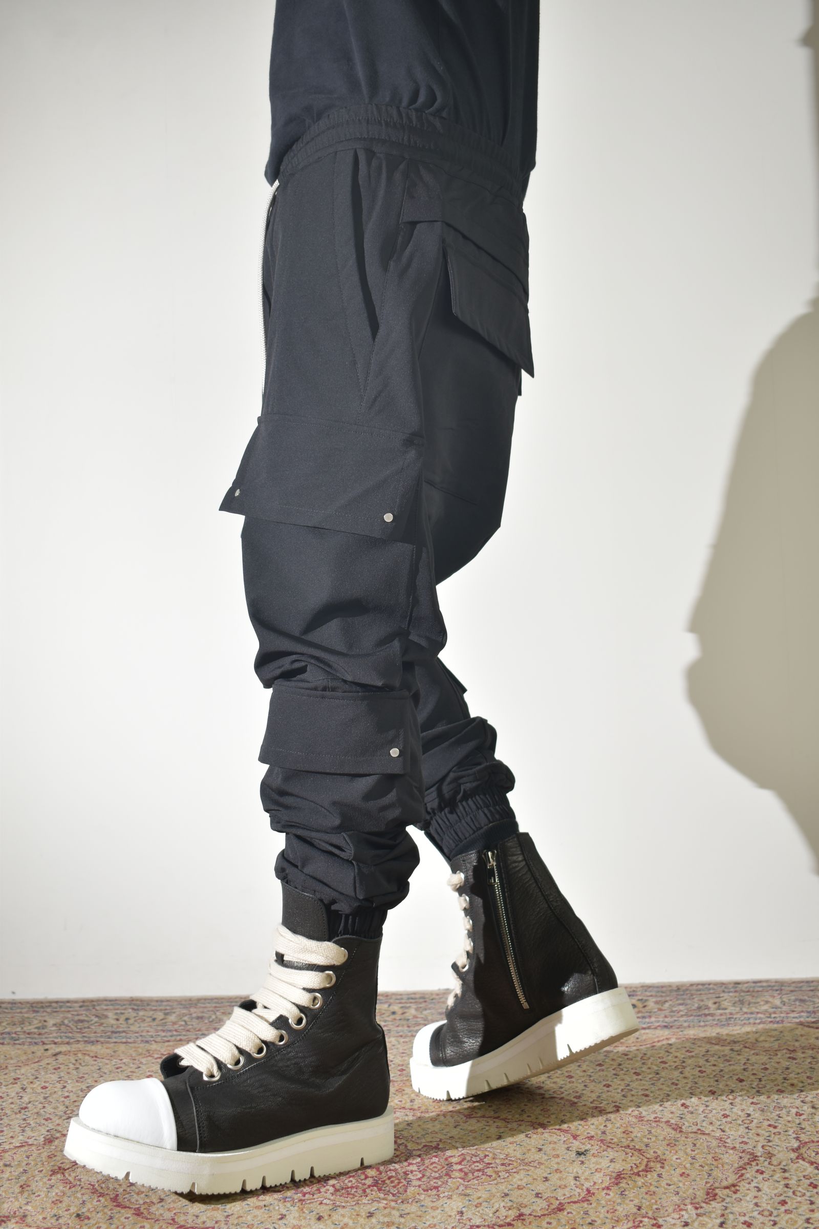 Stretch Nylon Military Sarouel Pants"Black" / ストレッチナイロンミリタリーサルエルパンツ"ブラック"