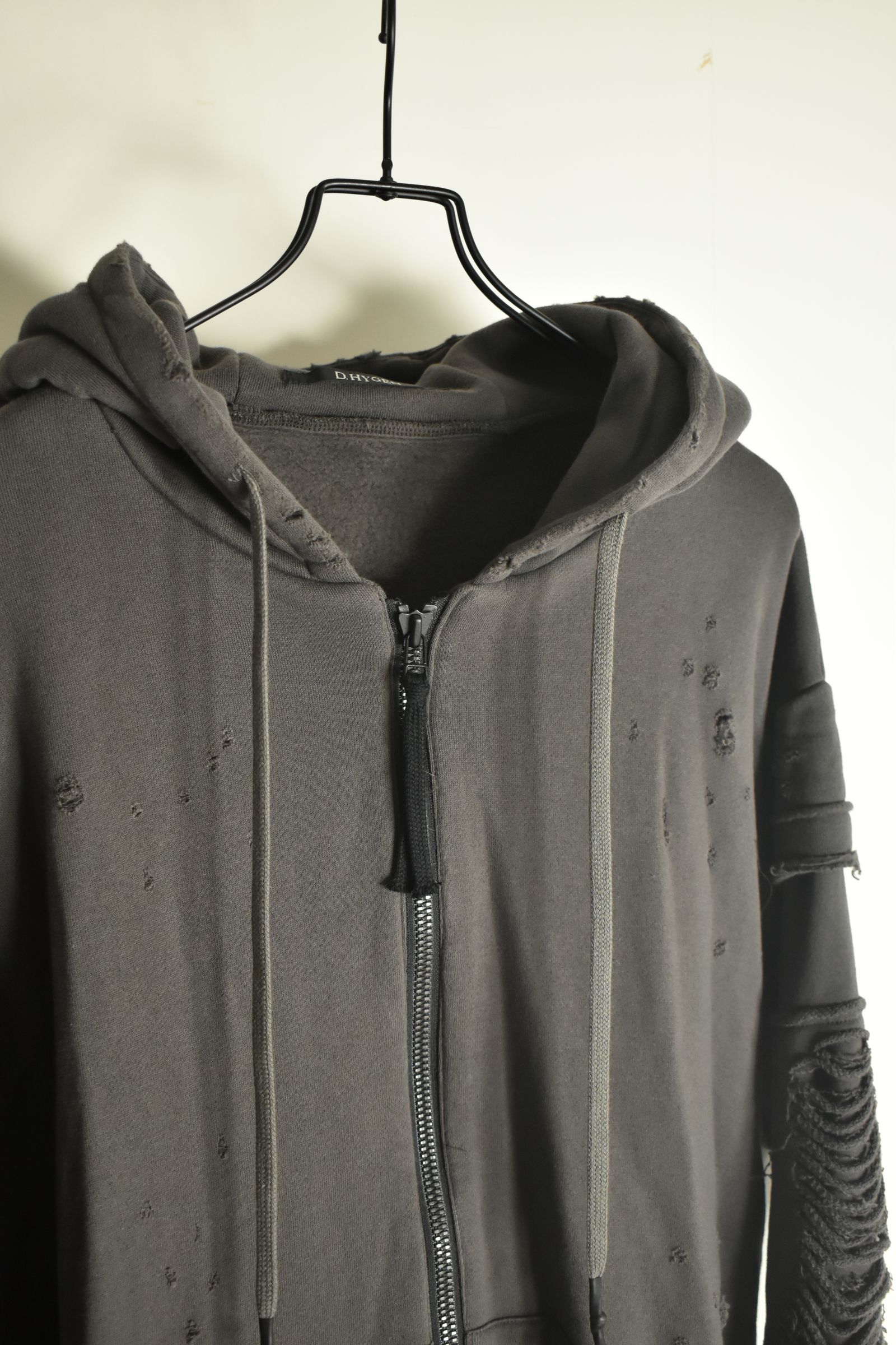Untwisted Yarn Fleece Shotgun Zip-Up Hoodie"Charcoal" / 無撚糸裏毛ショットガンジップアップフーディー"チャコール"