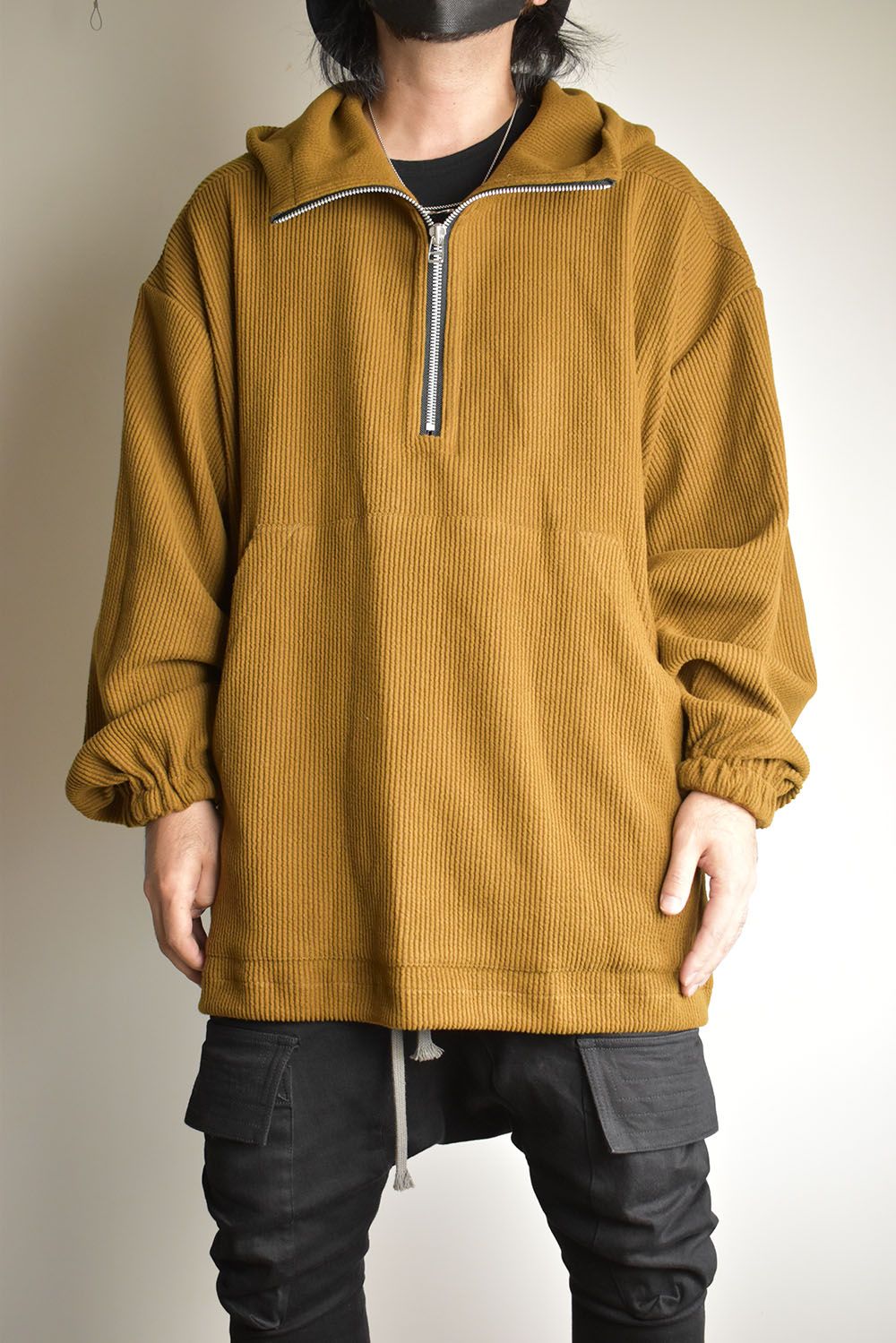 Kint Corduroy Hoodie"Camel" / ニットコーデュロイフーディ"キャメル"