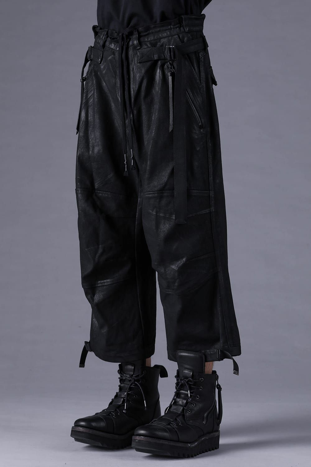 《2027SS先行予約分》Product Coated Dry Jersey Wide-Leg Cropped Pants"Black" / 製品コーティングドライジャージーワイドクロップドパンツ"ブラック"