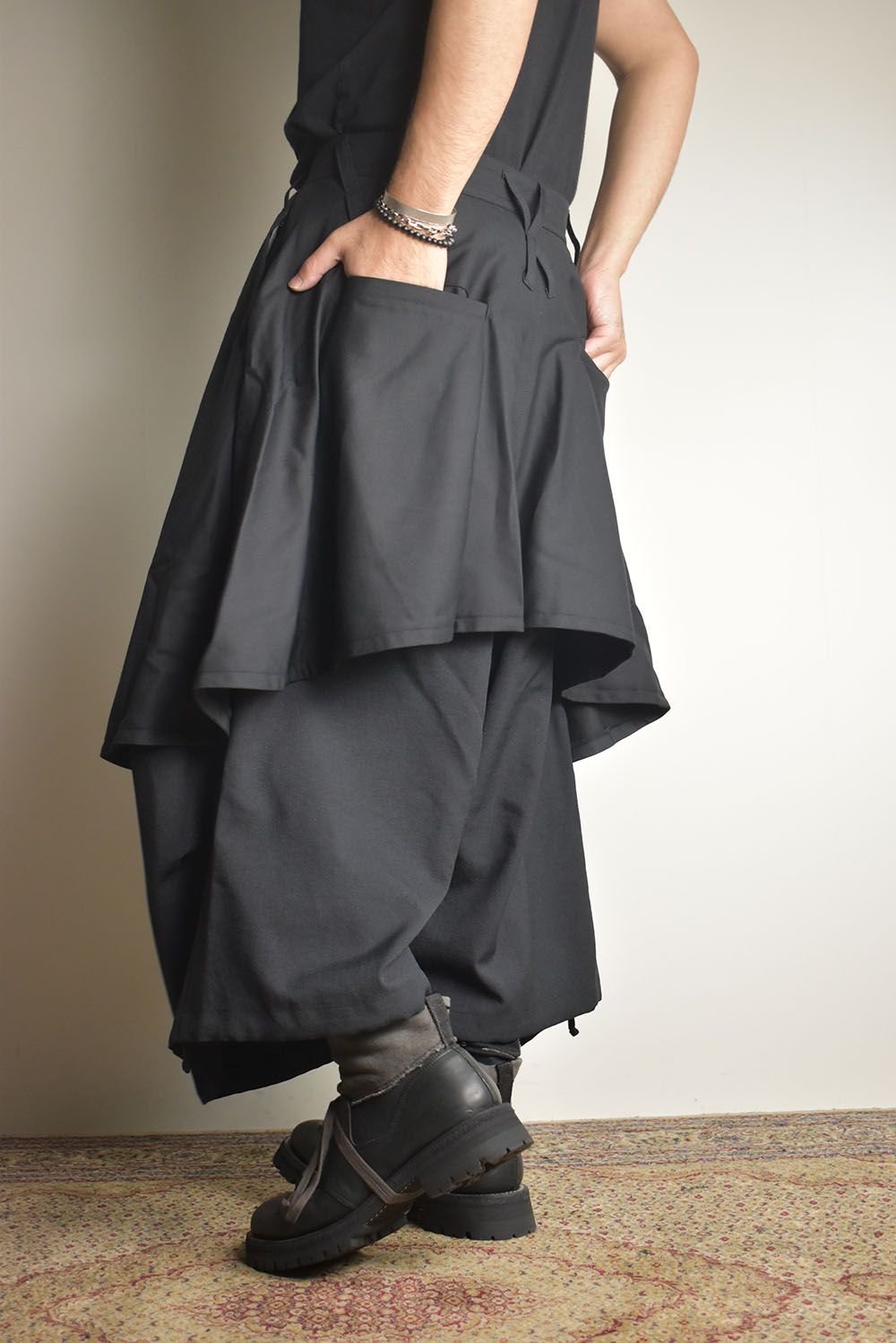 Layerd Super Wide Sarouel"Black" / レイヤードスーパーワイドサルエル"ブラック"