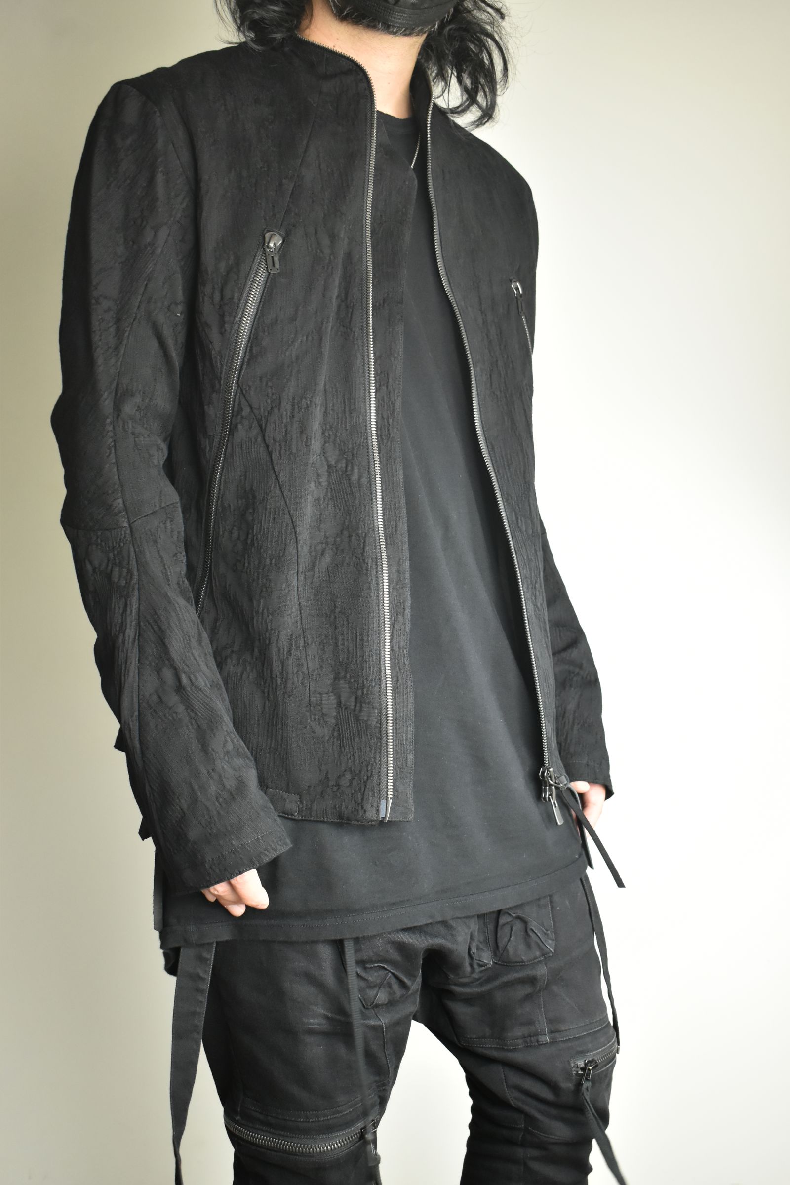 Damage Jacquard Single Rider Jacket"Black" / ダメージジャガードシングルライダースジャケット"ブラック"