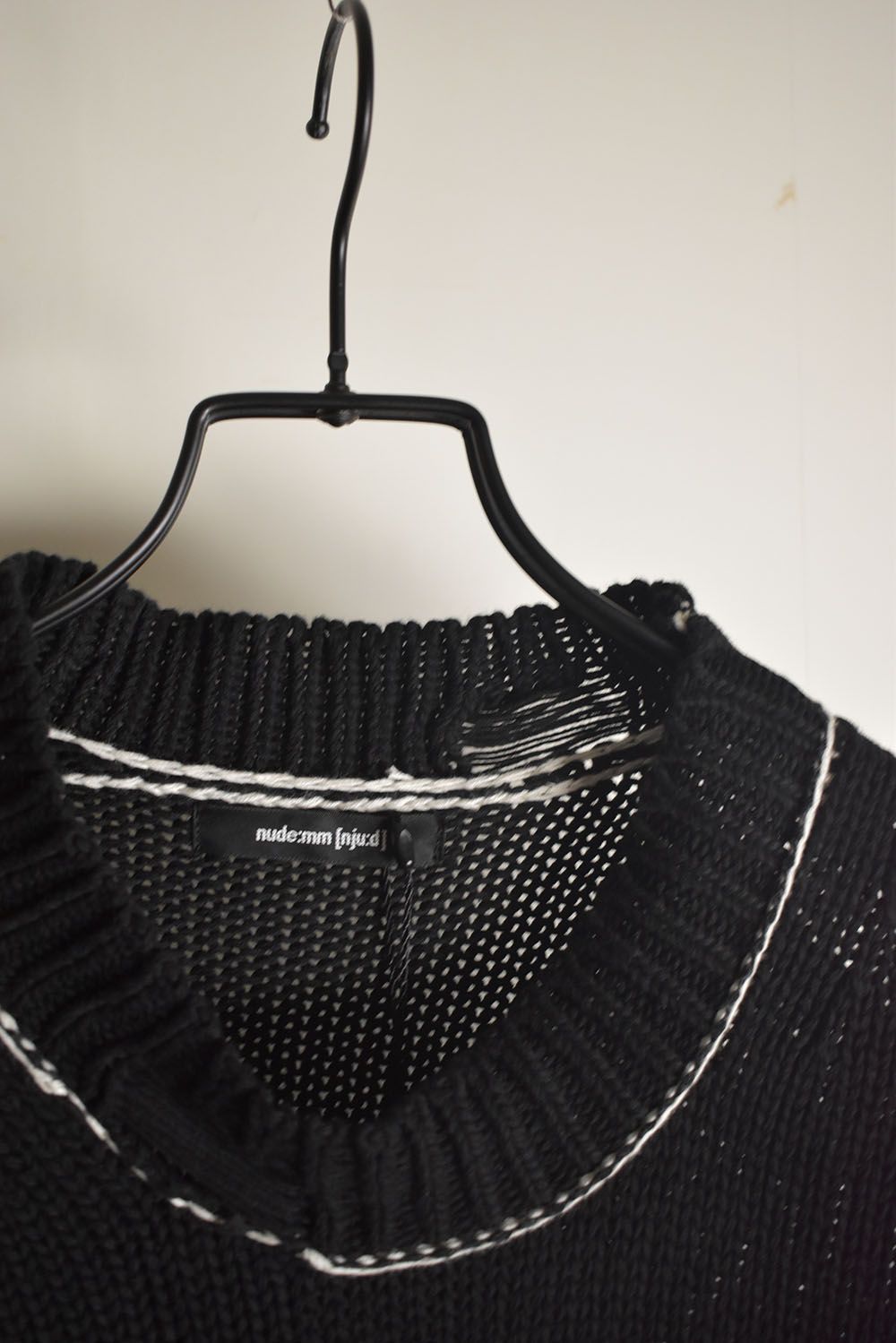 Cotton 3GG Damaged Knit Pullover"Black" / コットン 3GG ダメージニットプルオーバー"ブラック"