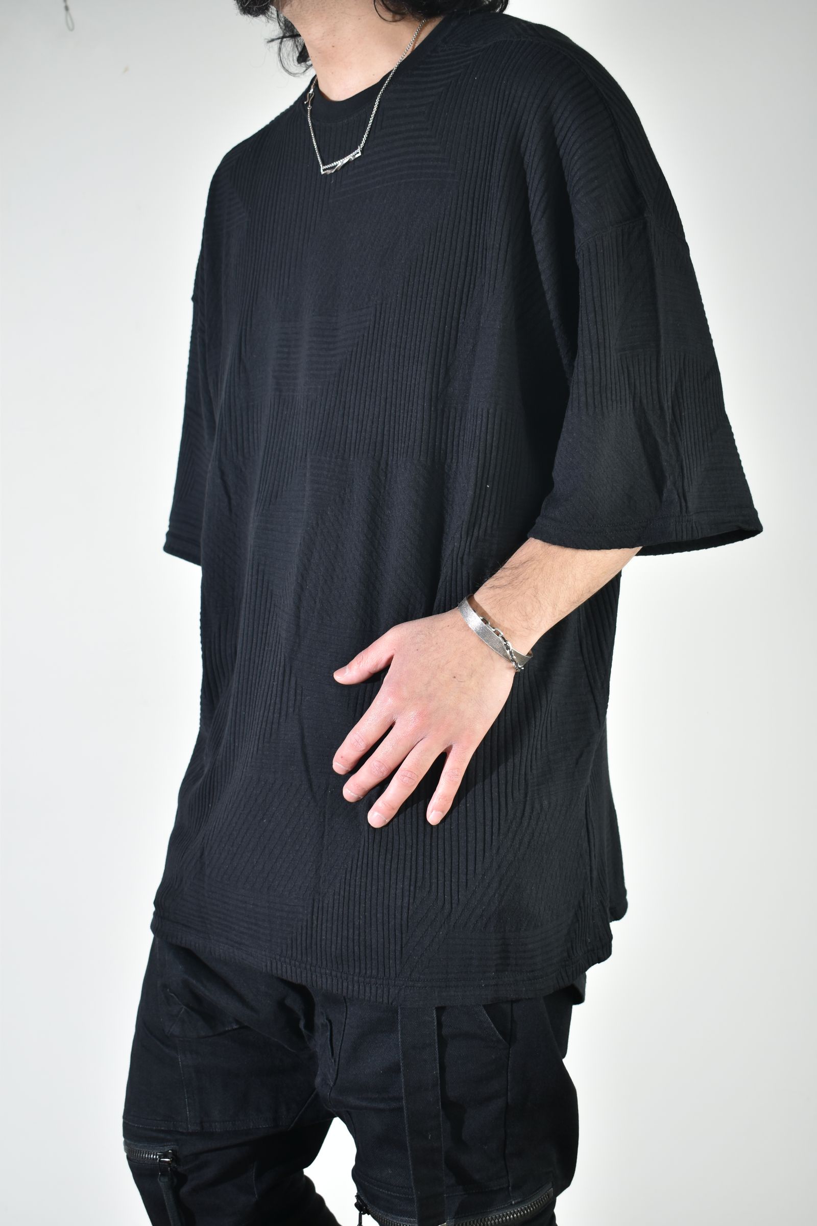 Deformed Stripe Pattern Jumbo Tee "Black" /ディフォルメドストライプパターンジャンボTee"ブラック"