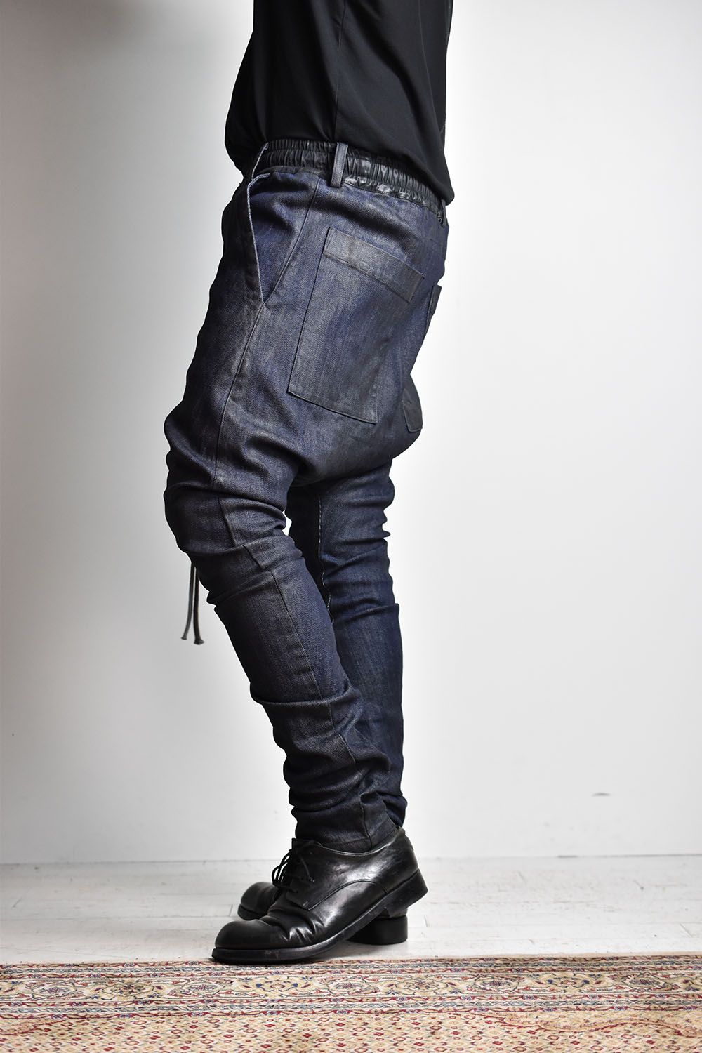 《2025AW先行予約》Coated Stretch denim Sarouel skinny"Blue" / コーティングストレッチデニムサルエルスキニー"ブルー"