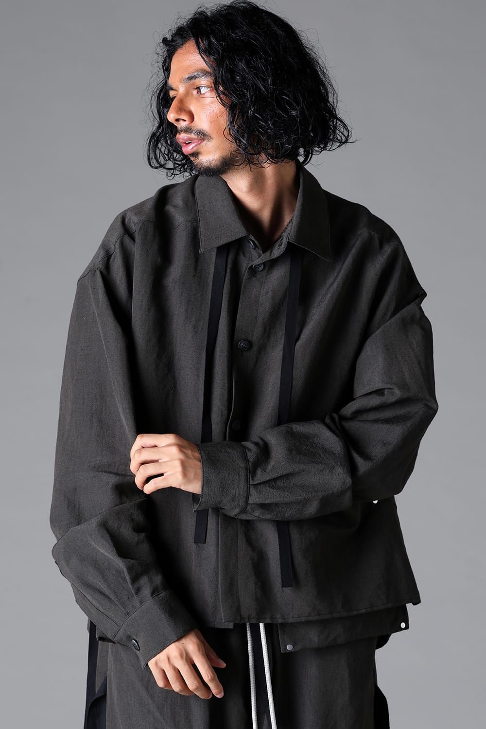《2026SS先行予約》Wide Short Shirts"Black / Stone /Khaki /D.Grey / ST×GY" / ワイドショートシャツ"ブラック/ストーン/カーキ/ダークグレー/ストライプ×ダークグレー"