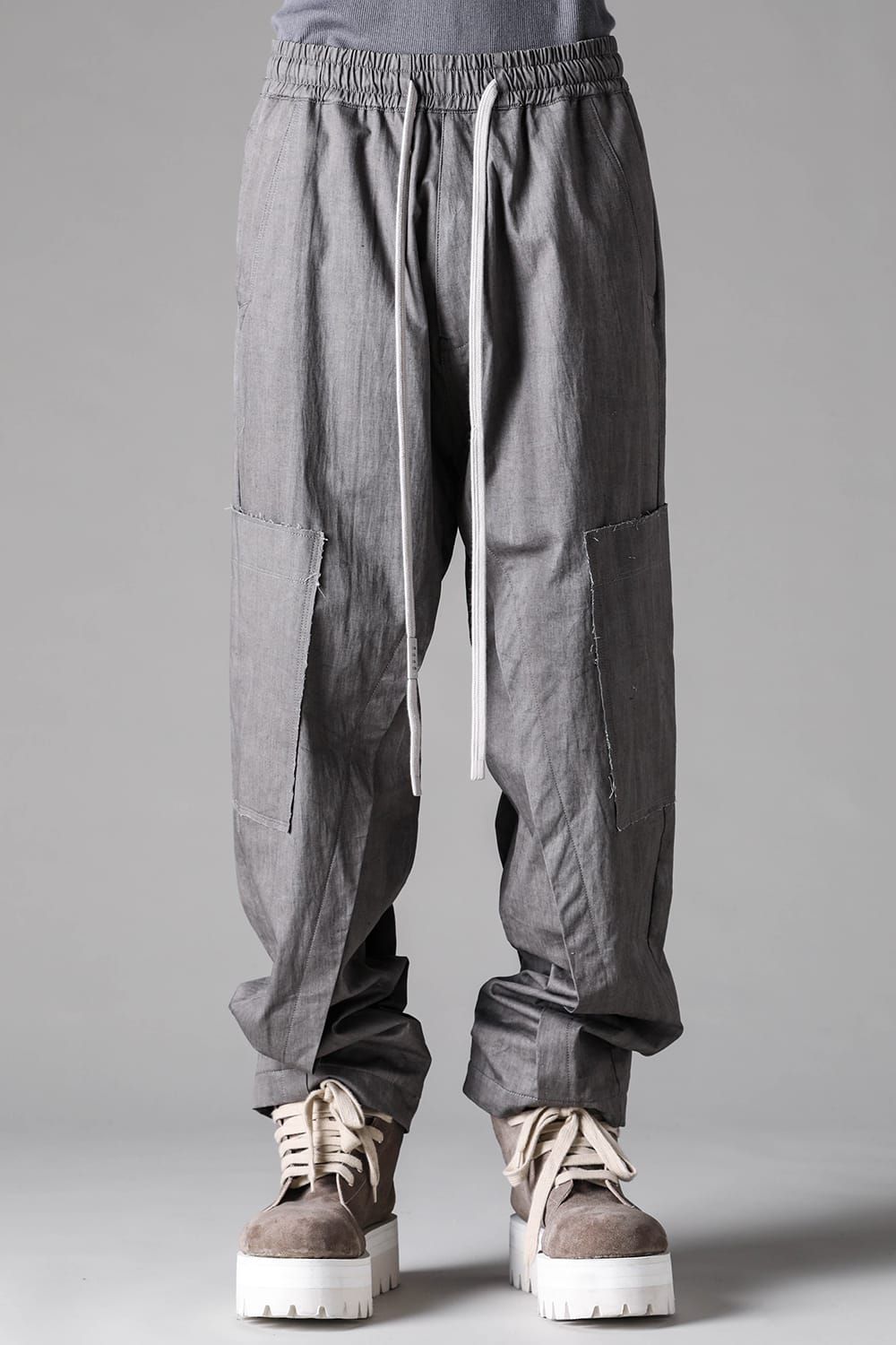 《2027SS先行予約》Sumi Dyed Wide Cargo Pants"Grey / L.Grey" / 墨染ワイドカーゴパンツ"グレー/ライトグレー"