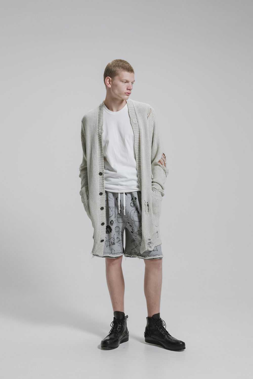 Sweat Print Wide Pants"Grey" / スウェットプリントワイドパンツ"グレー"