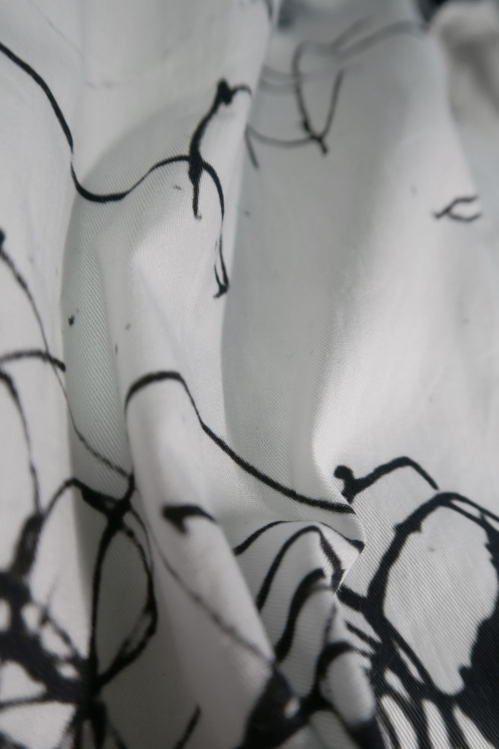 Cotton Twill Ink Jet Short-Sleeved Big Shirt&Dress"White Black" / コットンツイルインクジェット半袖ビッグシャツ / ワンピース"ホワイト ブラック"