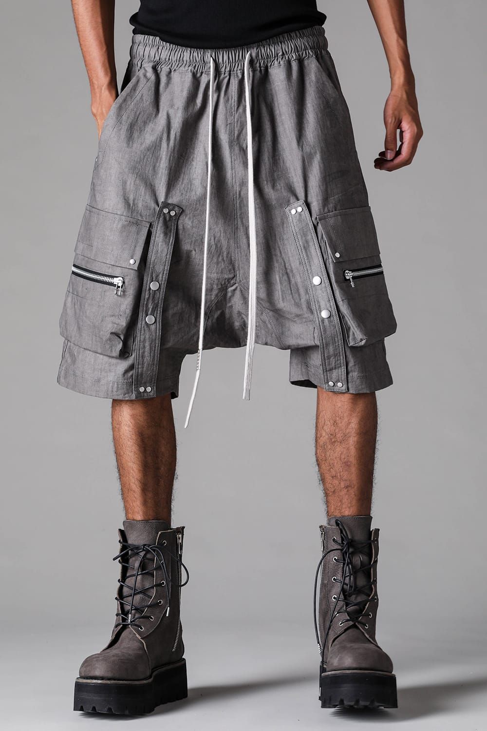 《2027SS先行予約》Sumi Dyed Cargo Shorts"Grey / L.Grey" / 墨染カーゴショーツ"グレー / ライトグレー"