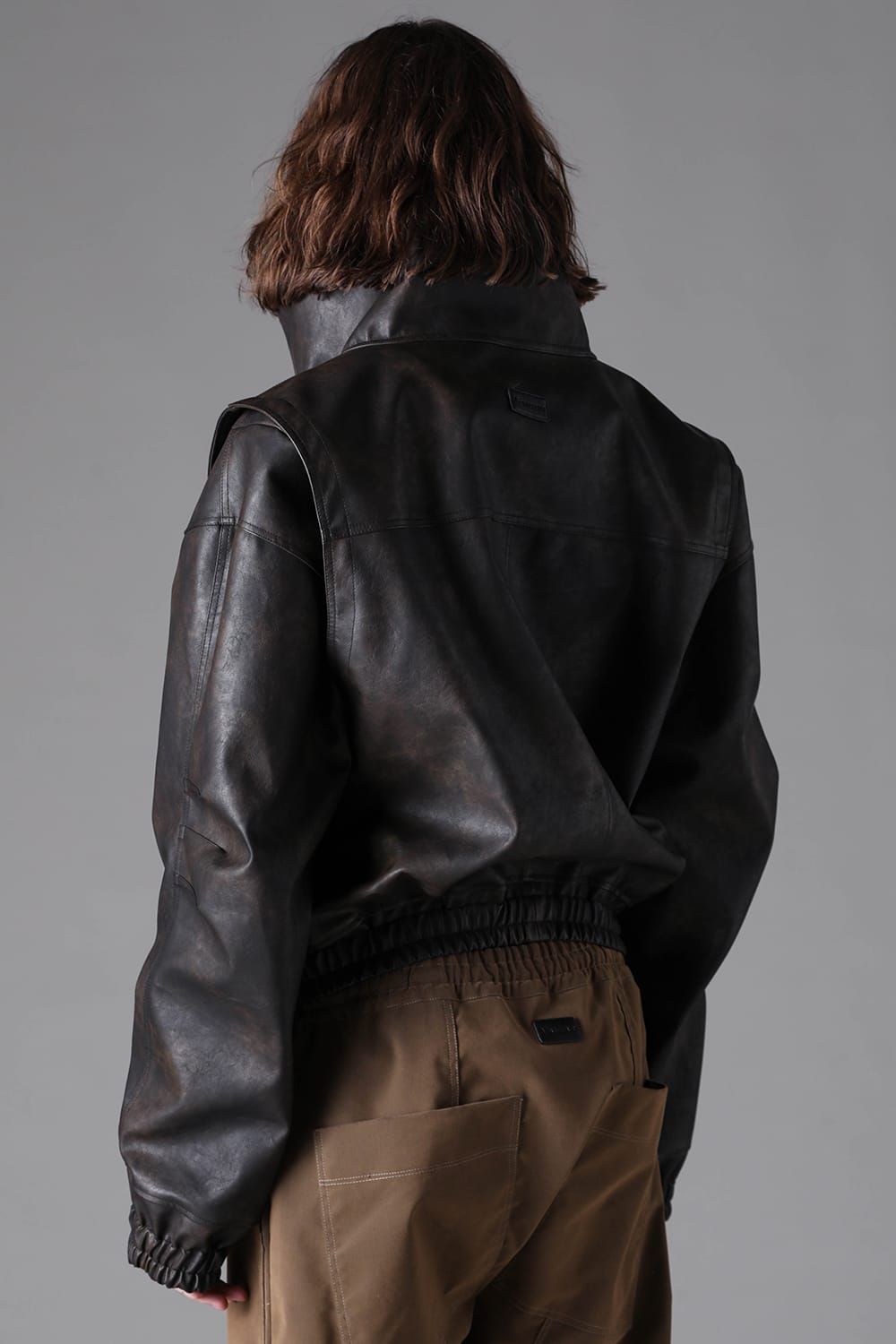 《2026AW先行予約》Vegan Leather High Neck Blouson "Black / Brown " / ヴィーガンレザーハイネックブルゾン"ブラック/ブラウン"