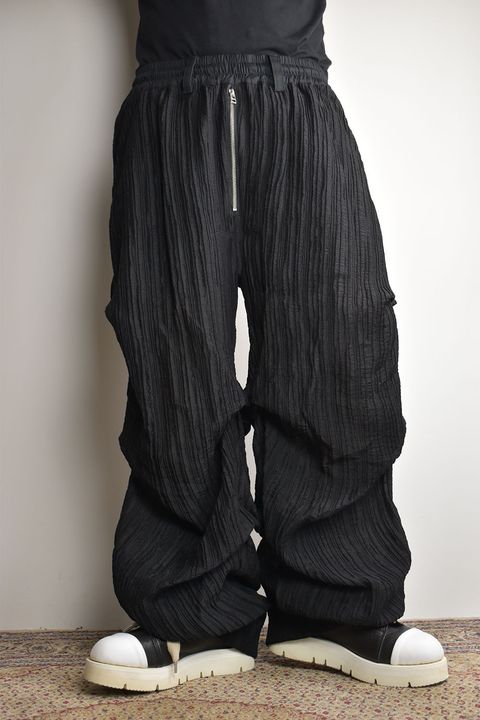 Sheer Yoryu Tuck Baggy Pants"Black"/シアータックバギーパンツ"ブラック"