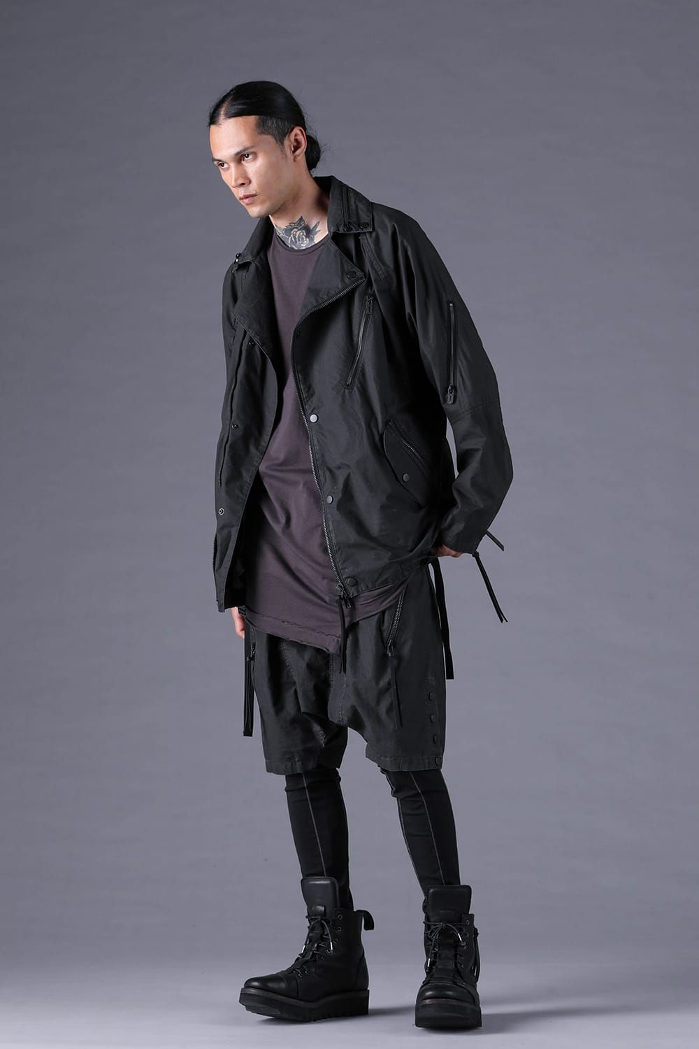 《2027SS先行予約分》Pigment-Coated Rider's Coach Jacket"Black" / 顔料コーティングライダースコーチジャケット"ブラック"