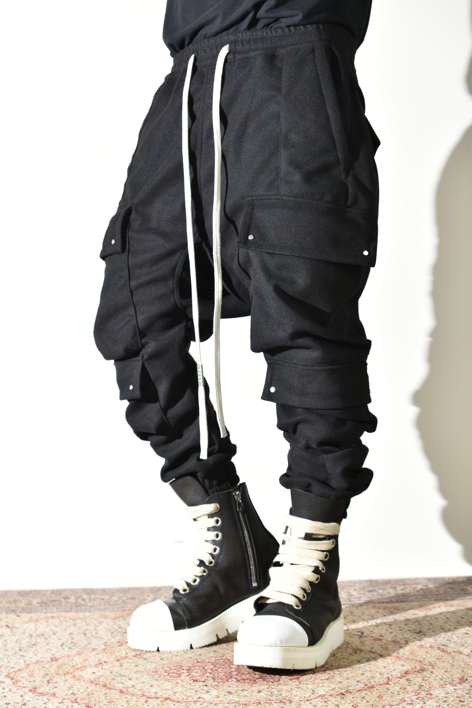 Knit Jersey Military Sarrouel Easy Pants"Black" / ニットジャージーミリタリーサルエルイージーパンツ"ブラック"