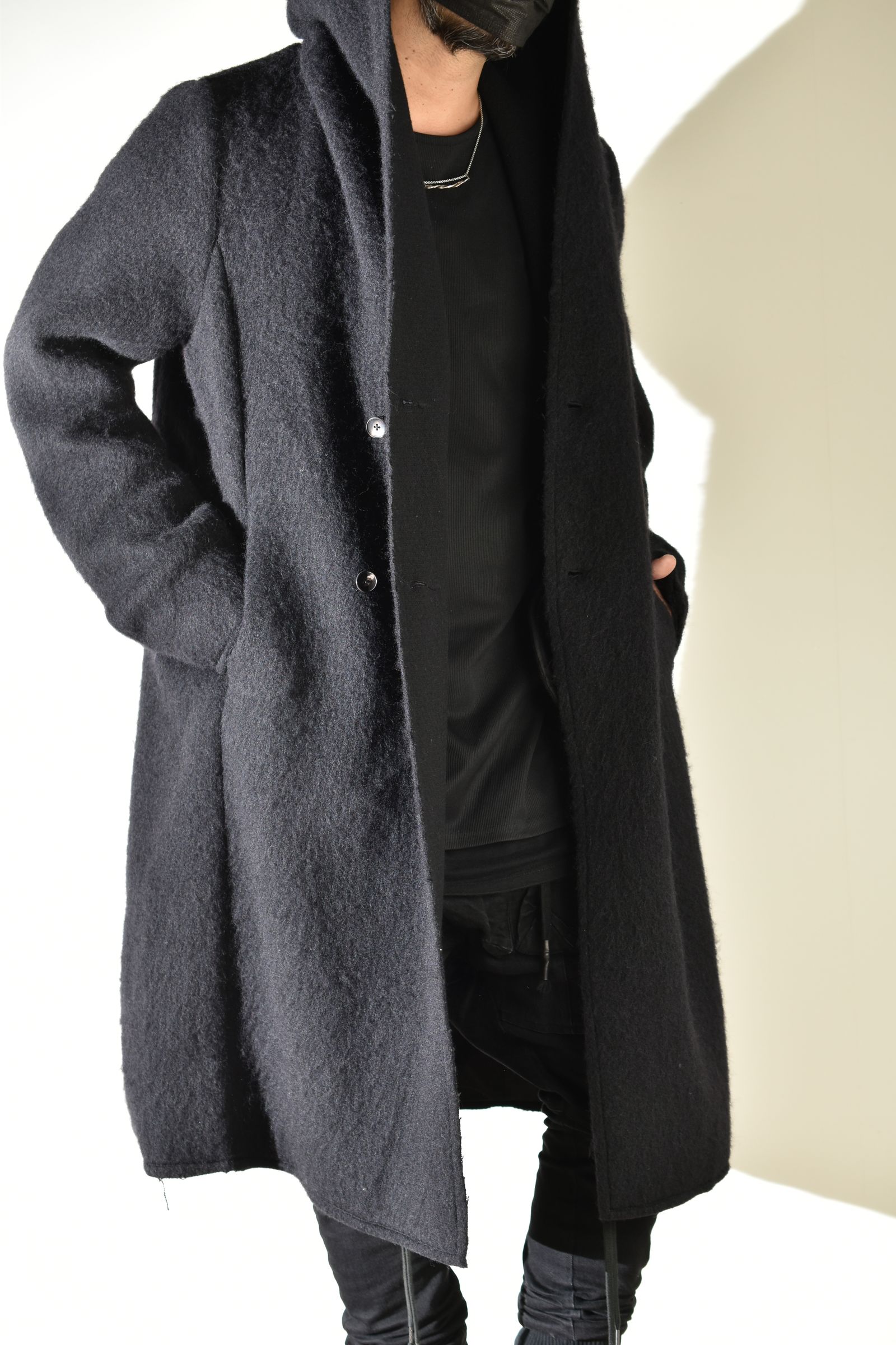 Shawl Collar Hoodie Coat "Black" / ショールカラーフーディコート"ブラック"