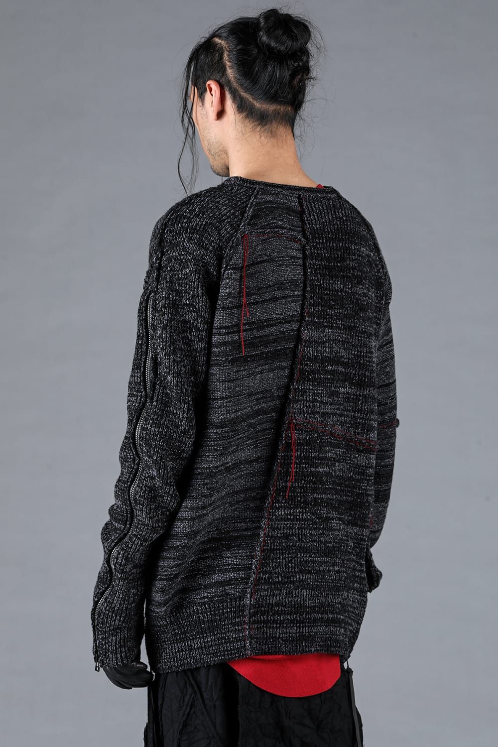 Wool Knit Zip Pullover "Charcoal" / ウールニットジッププルオーバー"チャコール"