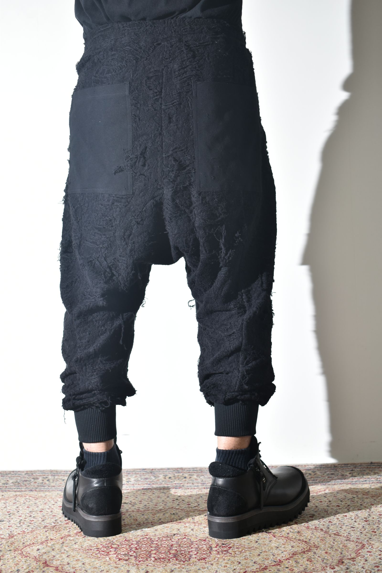 Damage Pile Combination Wide Jogger Pants"Black" / ダメージパイルコンビネーションワイドジョガーパンツ"ブラック"