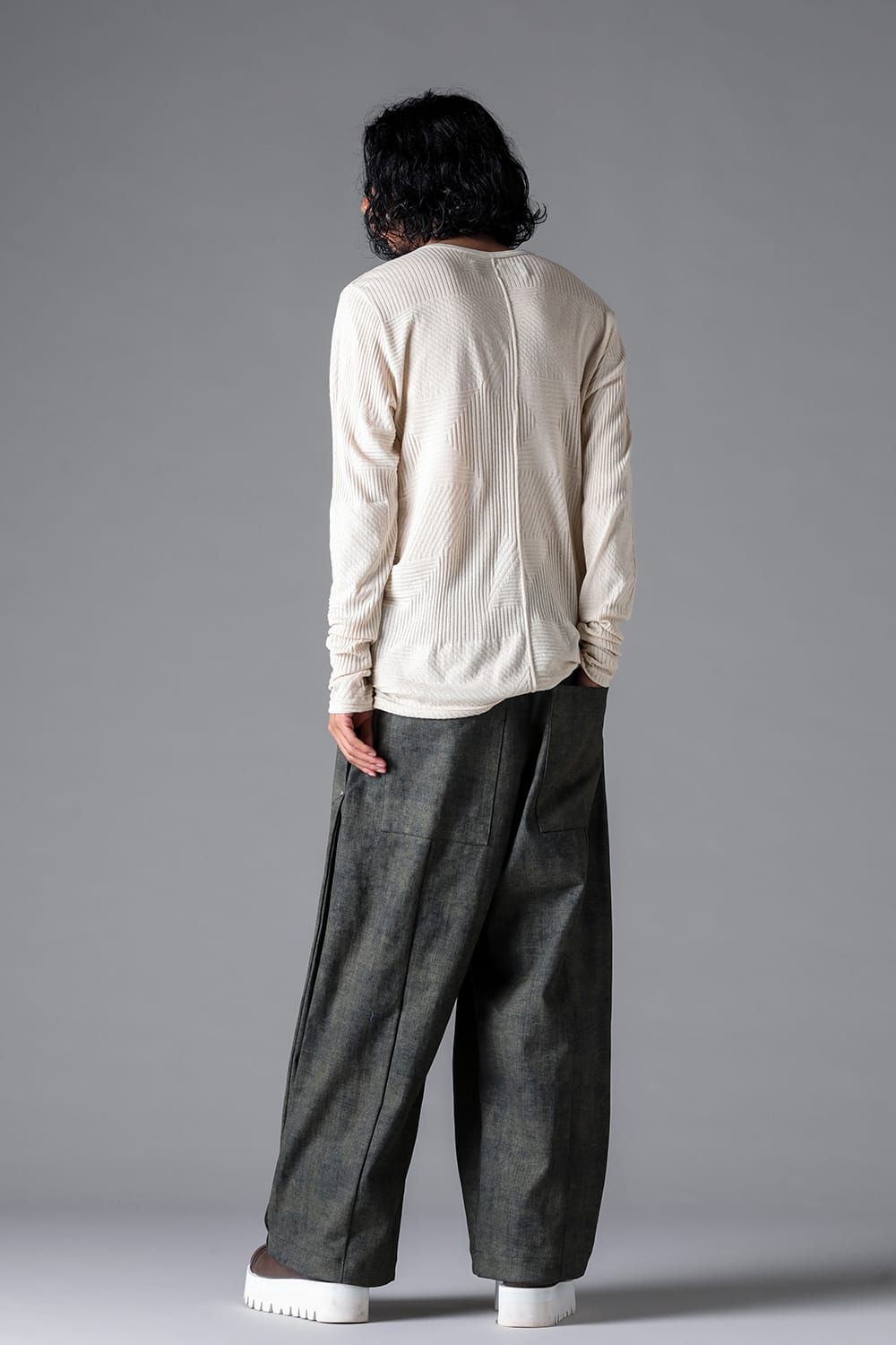 《2026SS先行予約》Deformed Stripe Pattern Long Sleeve "Black / Cream" /ディフォルメドストライプパターンロングスリーブ"ブラック/クリーム"