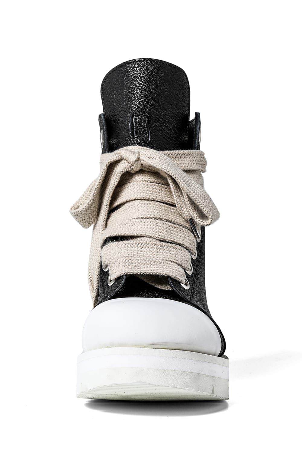 《2027SS先行予約分》 Fat Laces Leather Sneaker Boots "Black × White" / ファットレースレザースニーカーブーツ"ブラック×ホワイト"