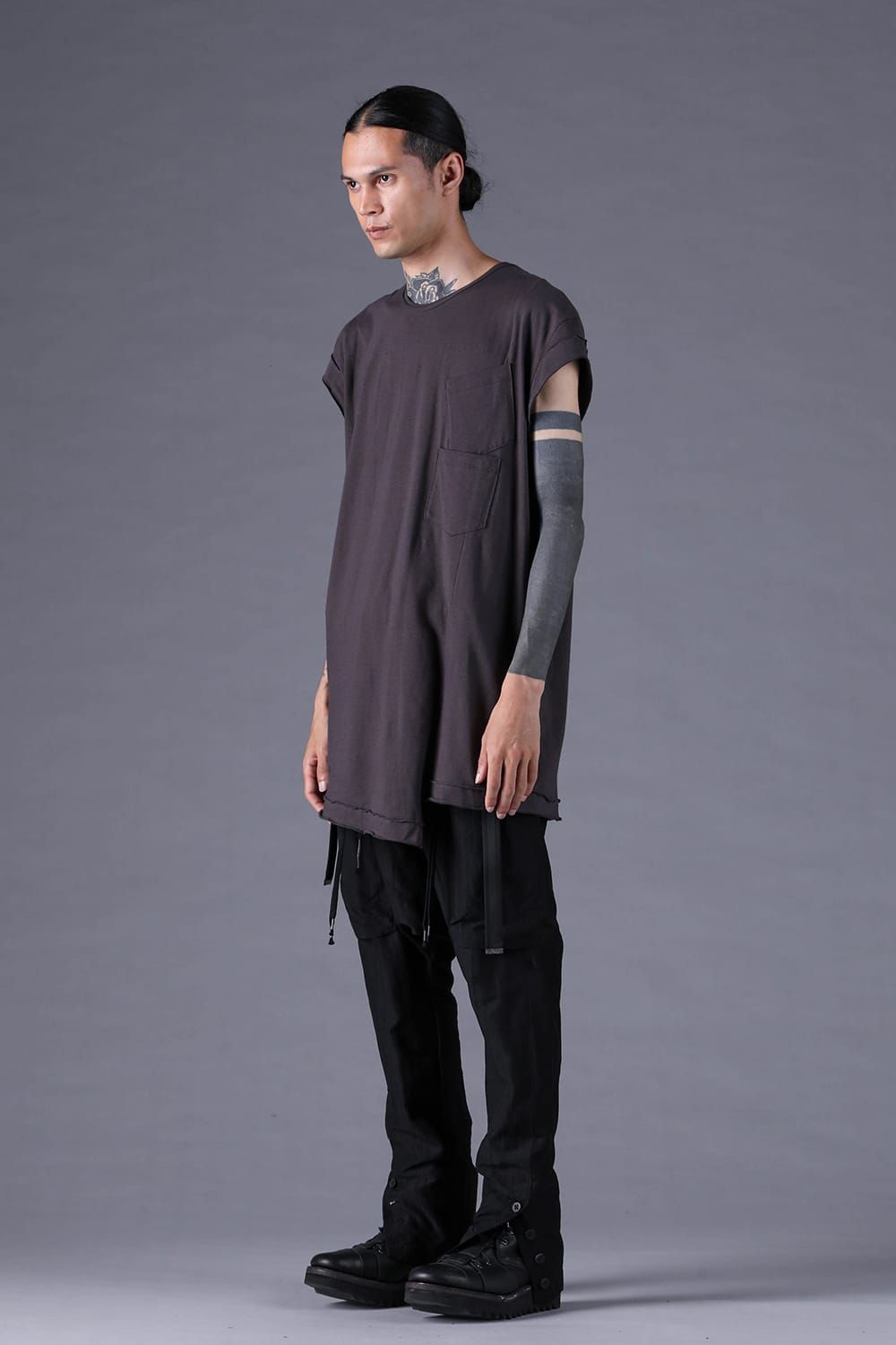 《2027SS先行予約分》30/- Cotton Cap Sleeves T-Shirt "Black / Grey / Charcoal" / 30/-天竺キャップスリーブTシャツ "ブラック / グレー /チャコール"
