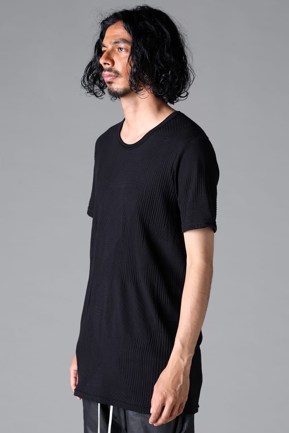 《2026SS先行予約》Deformed Stripe Pattern Slim Tee "Black / Cream" /ディフォルメドストライプパターンスリムTee"ブラック/クリーム"