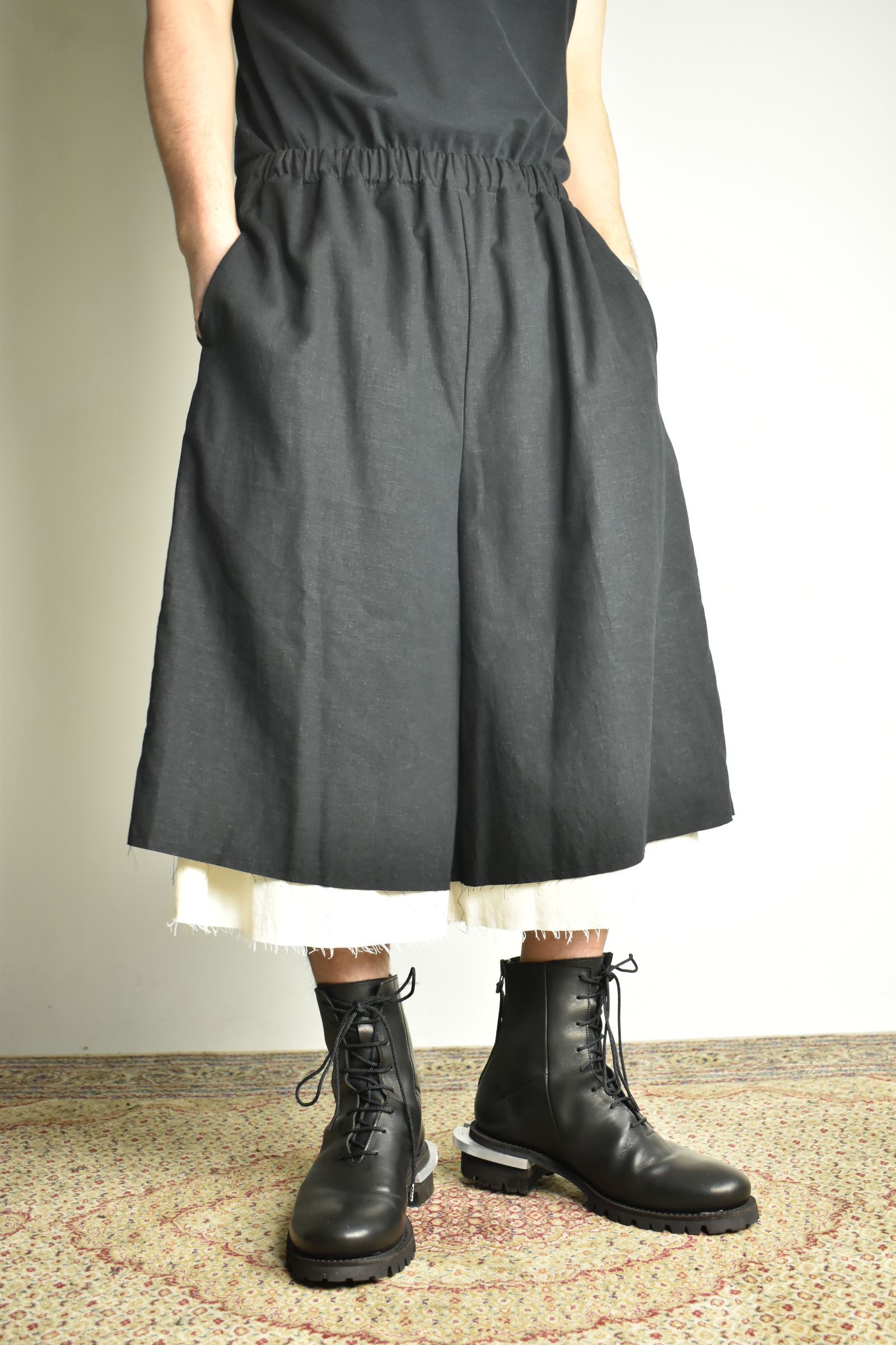 Layerd Easy Half Pants"Black" / レイヤードイージーハーフパンツ"ブラック"