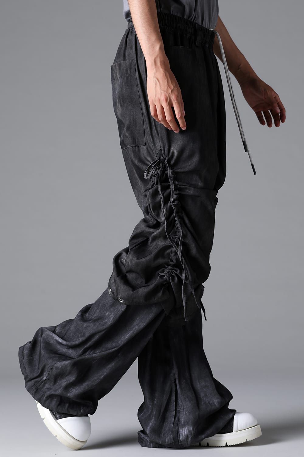 《2026SS先行予約》Layerd Gather Wide Pants"Black / Uneven D.Grey / Uneven Grey" / レイヤードギャザーワイドパンツ"ブラック/アンイーブンダークグレー/アンイーブングレー"